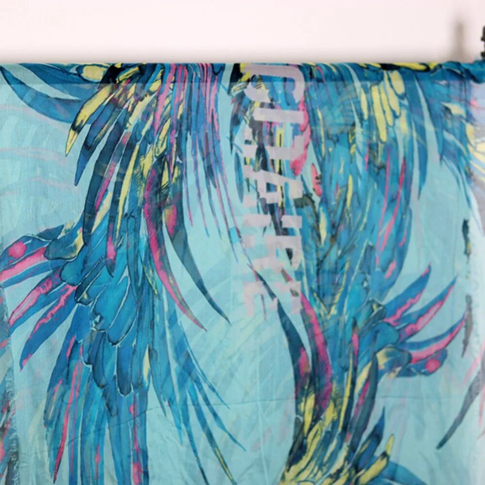 NWT - Zadig & Voltaire Merry Wing Scarf Scarf BLUE MIX SHAF0809F✨ - Picture 2 of 7